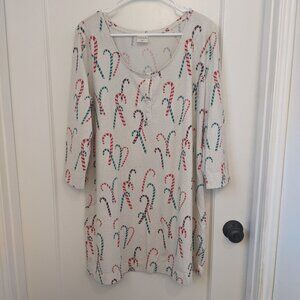 Soma Nightgown Candy Cane Holiday 3/4 Sleeve XL